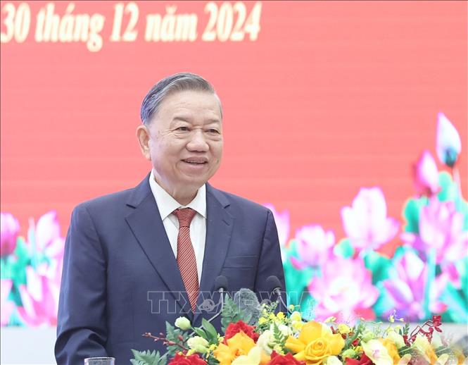 Tổng Bí thư Tô Lâm phát biểu. (Ảnh: Thống Nhất/TTXVN)